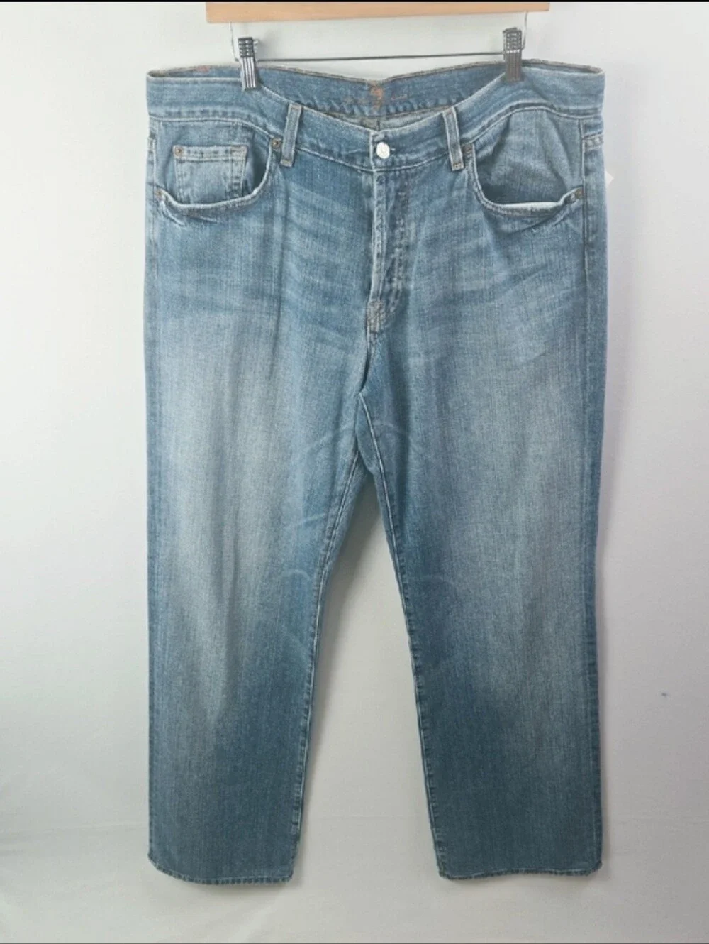 7 For All Kinds Men’s Relaxed Straight Leg Fit Jeans Sz 38 Washed Blue Casual